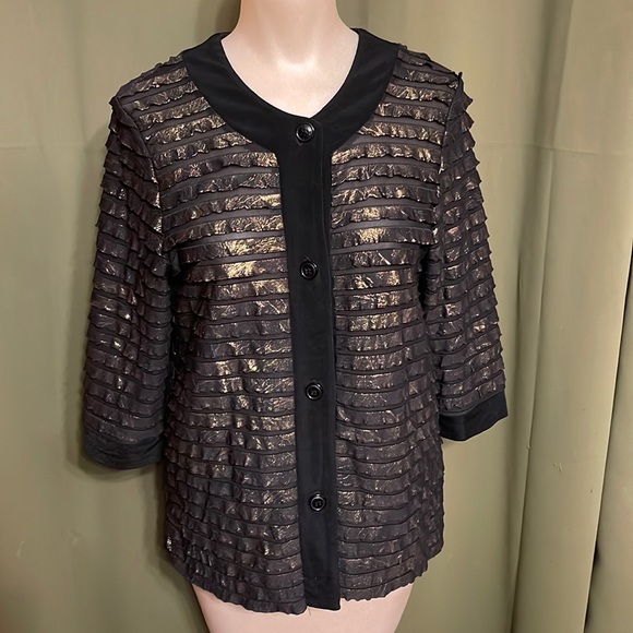 Slinky Brand Jackets & Coats Vintage Slinky Metallic Black And Gold